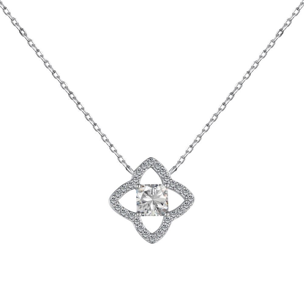 [Together]Exquisite Flower Shape Princess Cut Necklace