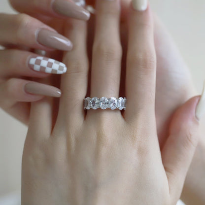 [Together]Dainty Elongated Cushion Cut Tennis Ring