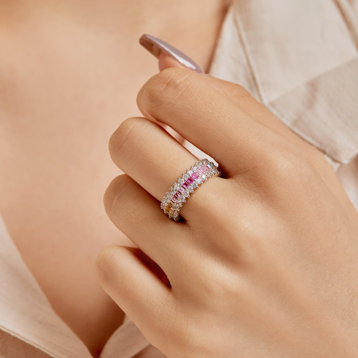 [Together]Ornate Colorful Radiant Cut Daily Ring