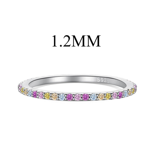 [Together]Ornate Colorful Round Cut Tennis Ring