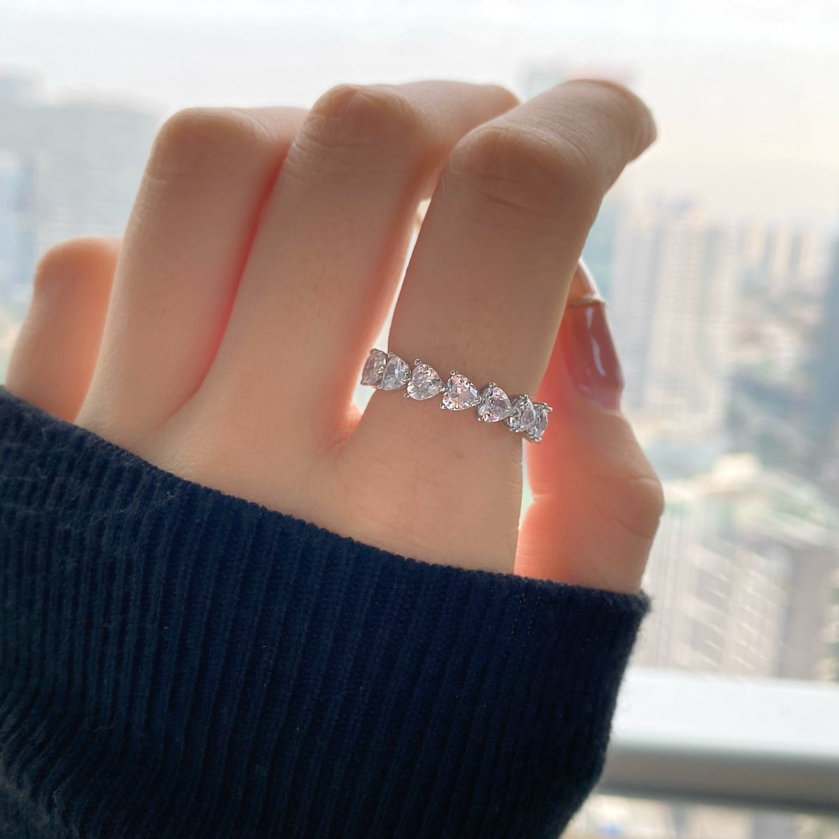 [Together]0.25 Carat Radiant Romance Heart Cut Lover Ring