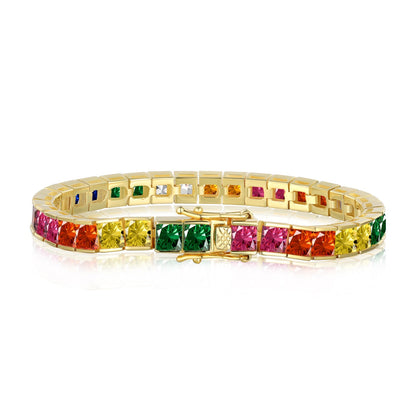 [Together]Radiant Colorful Princess Cut Tennis Bracelet