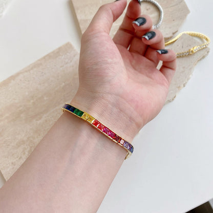 [Together]Radiant Colorful Princess Cut Tennis Bracelet