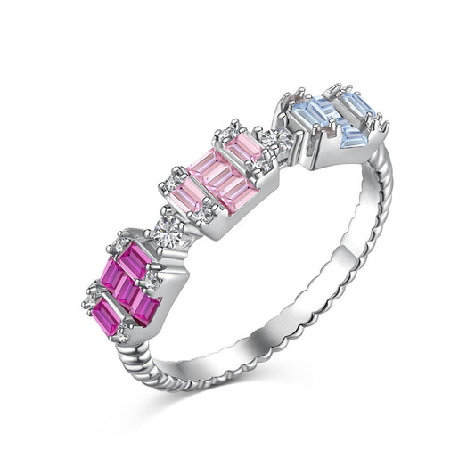 [Together]Unique Colorful Emerald Cut Party Ring