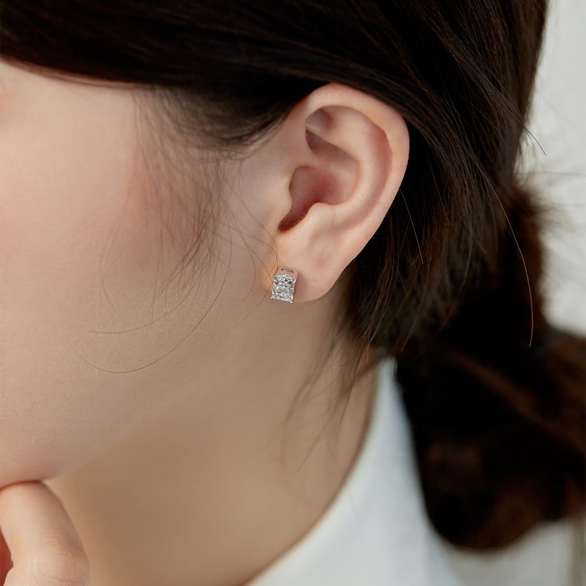 [Together]Radiant Luxurious Princess Cut Daily Earrings