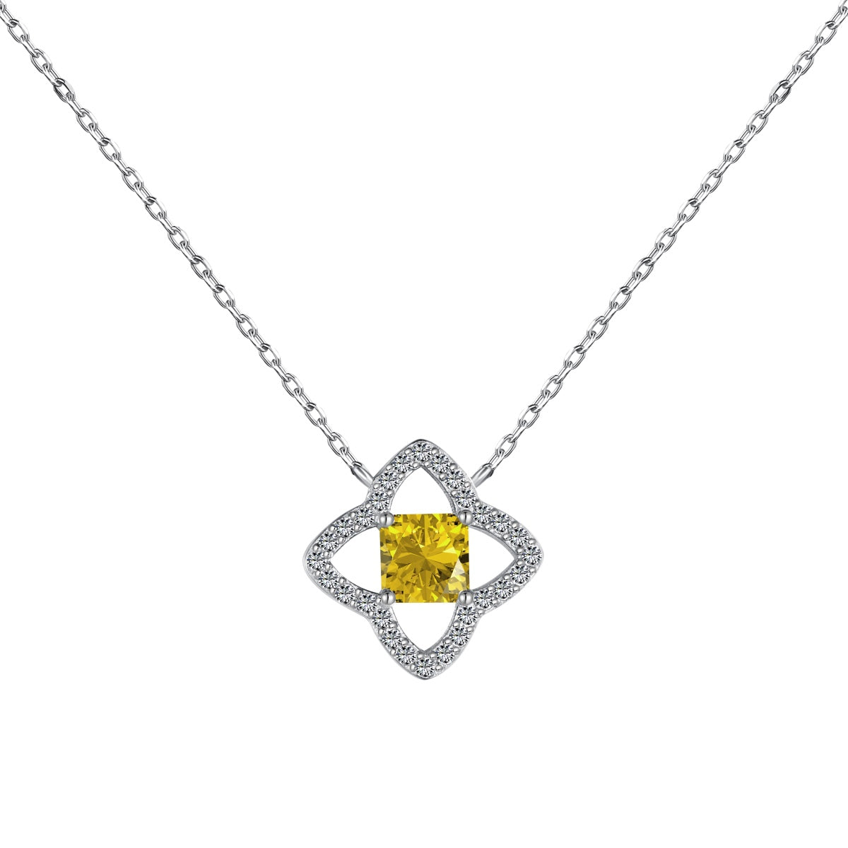 [Together]Exquisite Flower Shape Princess Cut Necklace