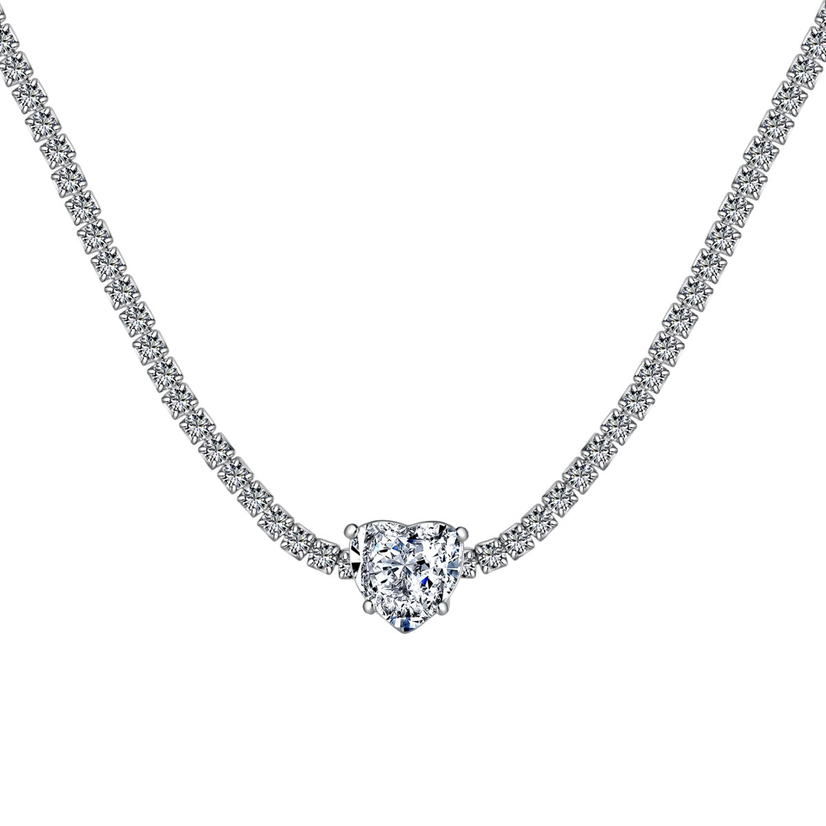 [Together]2.0 Carat Sparkling Tennis Heart Cut Necklace