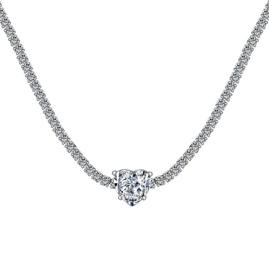 [Together]2.0 Carat Sparkling Tennis Heart Cut Necklace