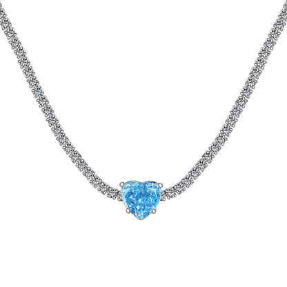 [Together]2.0 Carat Sparkling Tennis Heart Cut Necklace